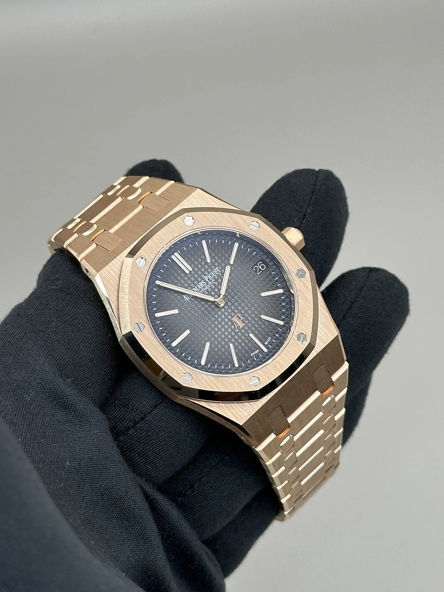 Купить копии элитных часов  Audemars Piguet Royal Oak "Jumbo" Rose Gold Extra-Thin "50th Anniversary" Юбилейные 16202ST.OO.1240ST.01: в наличии!