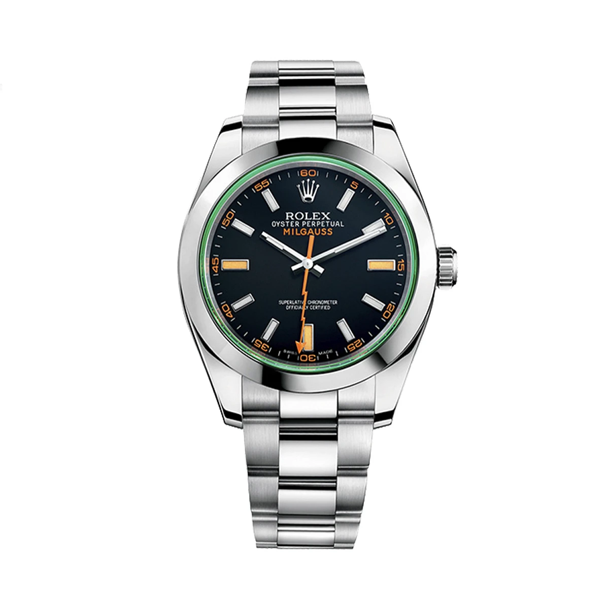 Купить копии элитных часов  Rolex Milgauss Black with Green Glass 116400GV: в наличии!