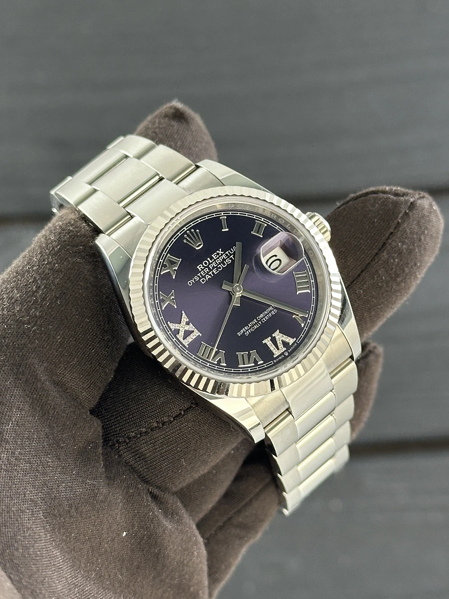 Купить копии элитных часов  Rolex Datejust 36mm Steel &amp; White Gold Purple Dial Oyster 126234: в наличии!