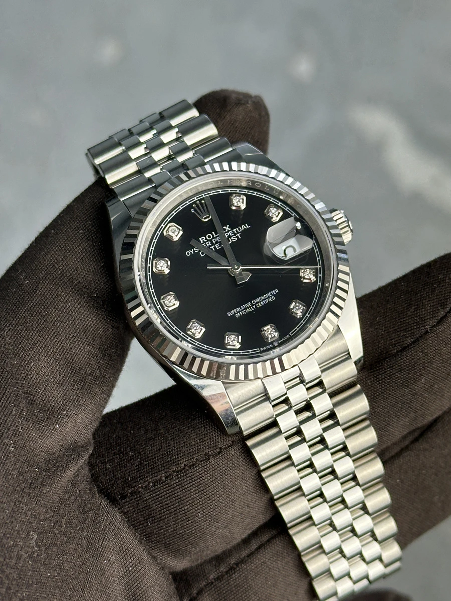 Купить копии элитных часов  Rolex Datejust 36mm Steel &amp; White Gold Black Dial Diamonds 126234: в наличии!