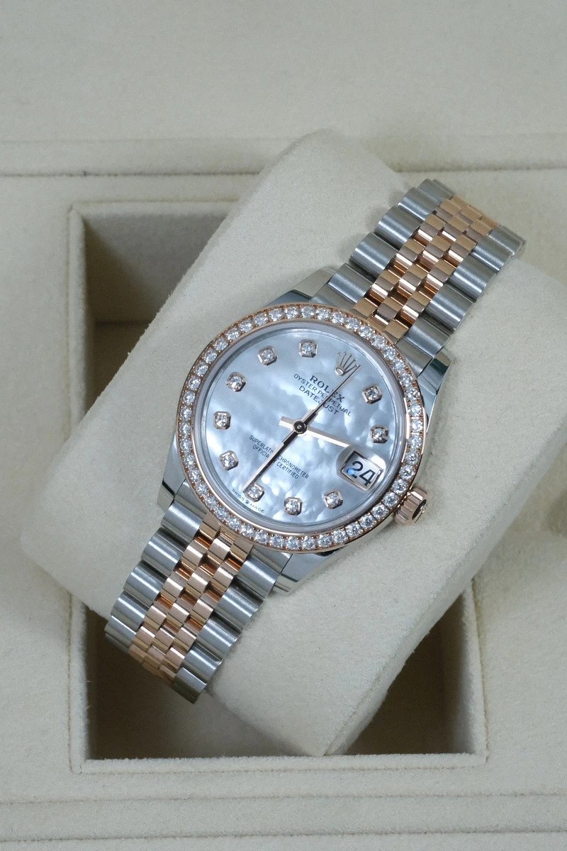 Купить копии элитных часов  Rolex Datejust 31mm Steel and Everose Gold Diamonds 278381RBR MOP: в наличии!