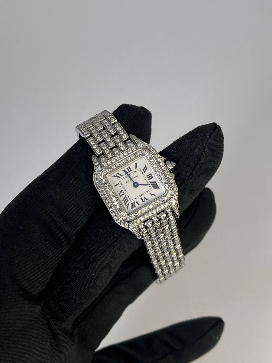 Купить копии элитных часов  Cartier Small Panthere de Cartier Custom Diamonds Full Pave WSPN0006 FIX: в наличии!