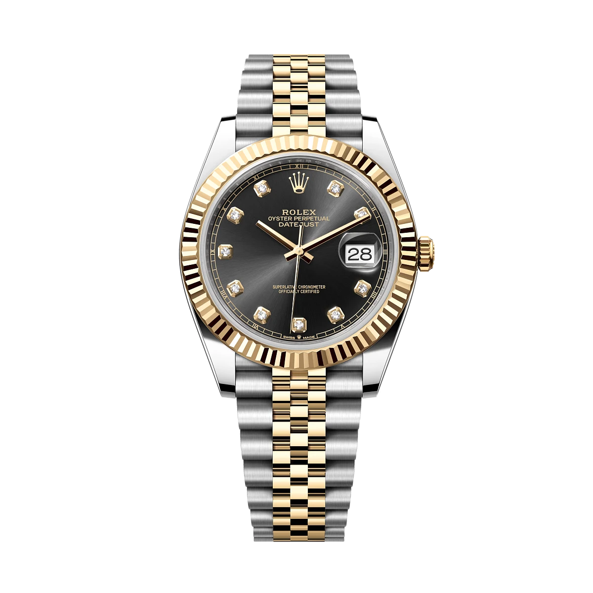Купить копии элитных часов  Rolex Oyster Perpetual Datejust 41 Steel And Yellow Gold Black Dial Diamond Index 126333: в наличии!