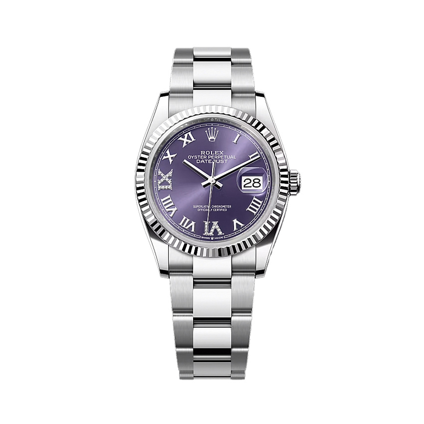 Datejust 36mm Steel & White Gold Purple Dial Oyster