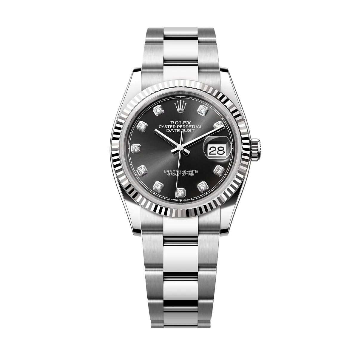 Купить копии элитных часов  Rolex Datejust 36mm Steel &amp; White Gold black Dial Diamonds 126234: в наличии!
