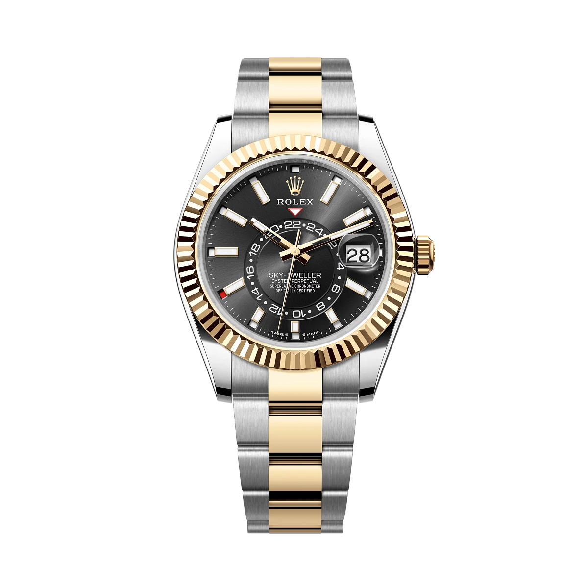 Купить копии элитных часов  Rolex Sky-Dweller 42 mm, Oyster steel and yellow gold 336933: в наличии!
