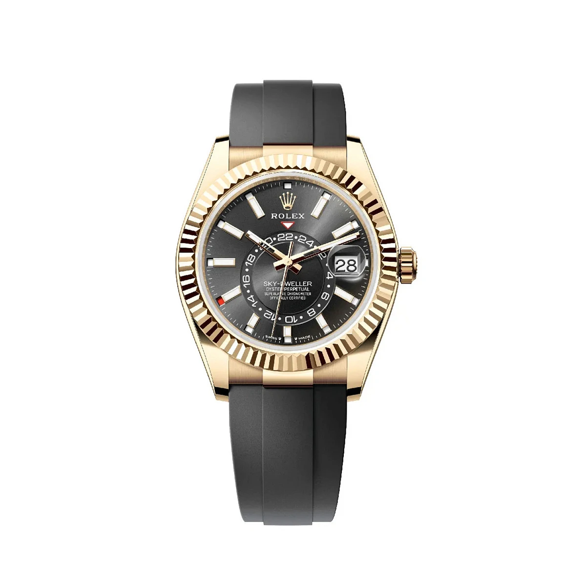 Купить копии элитных часов  Rolex - Oyster Perpetual Sky-Dweller Yellow Gold Oysterflex 336238-0002: в наличии!