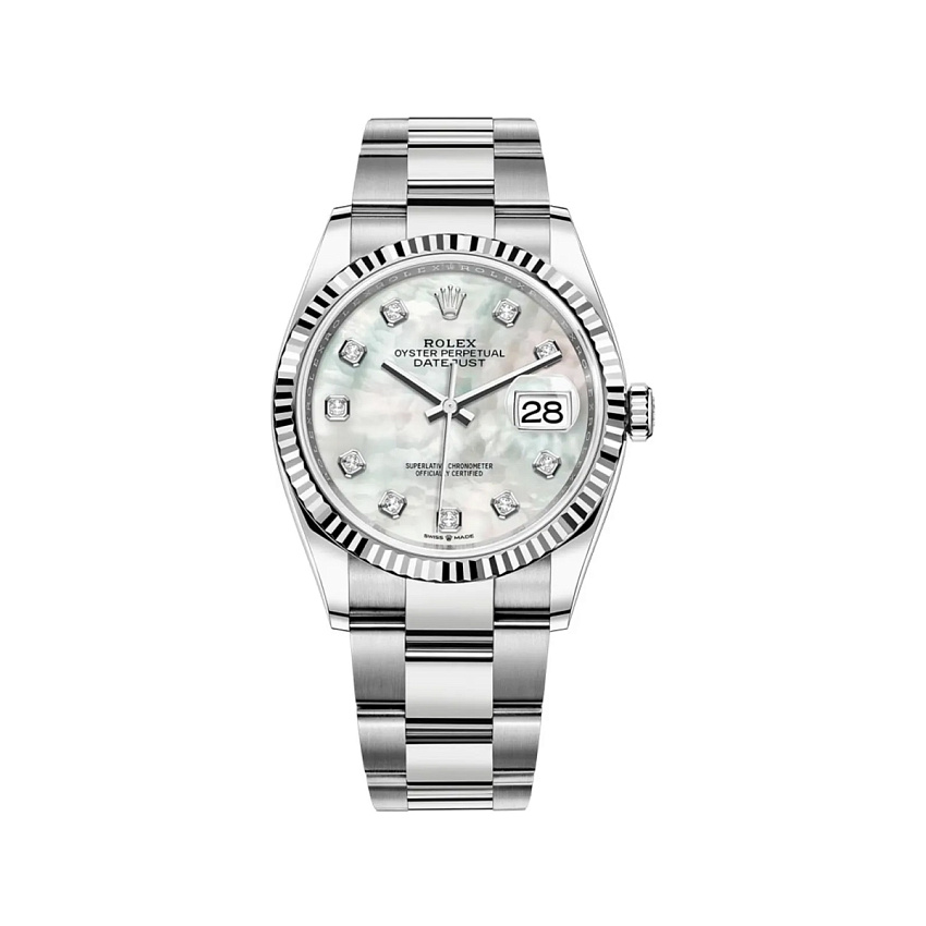 Datejust 36mm Steel & White Gold Diamonds Mother of Pearl