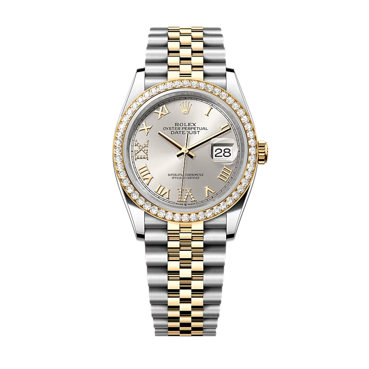 Купить копии элитных часов  Rolex Datejust 36 Oyster Oystersteel yellow gold and diamonds 126283RBR: в наличии!