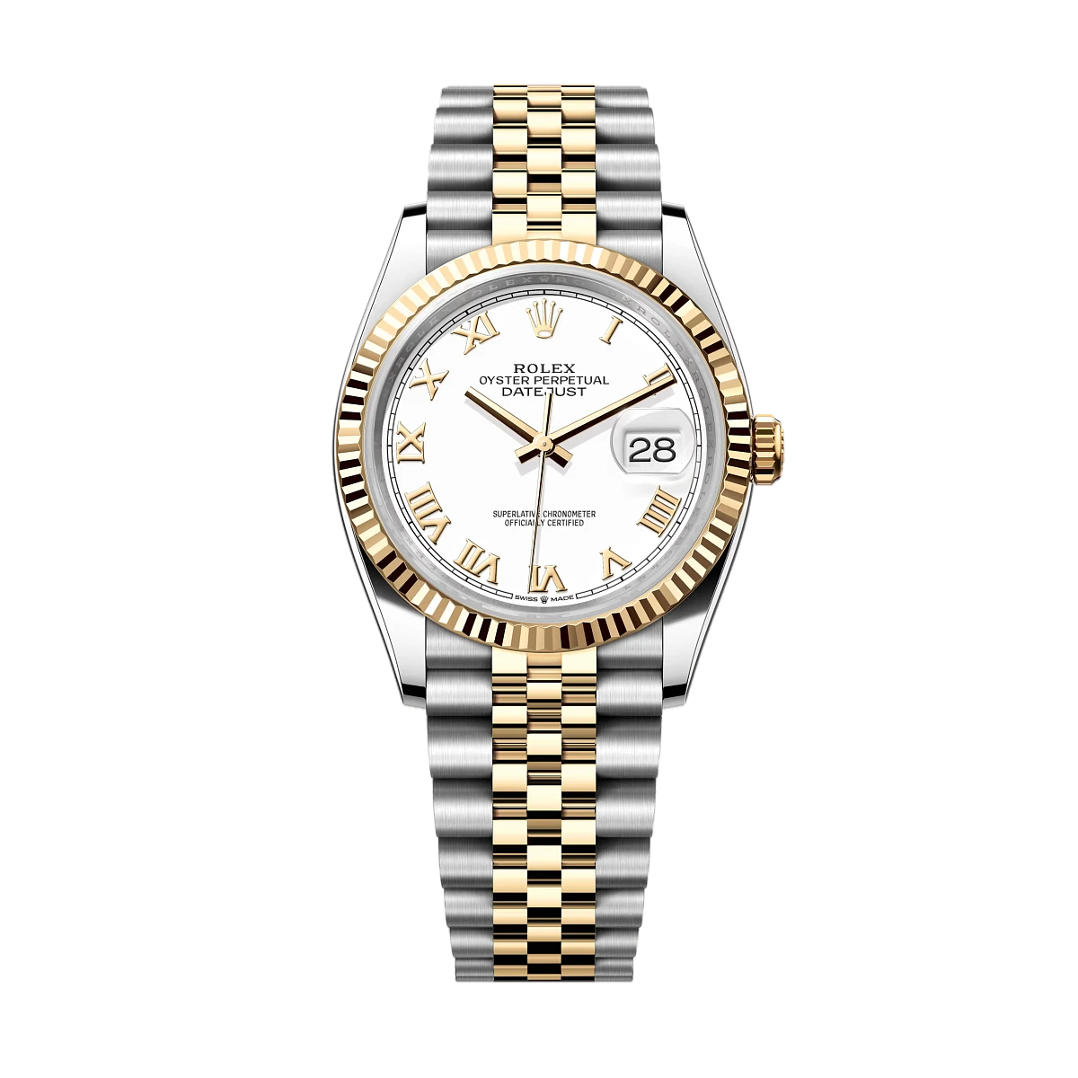 Купить копии элитных часов  Rolex Datejust 36mm Steel &amp; Yellow Gold white dial wimbledon 126233: в наличии!