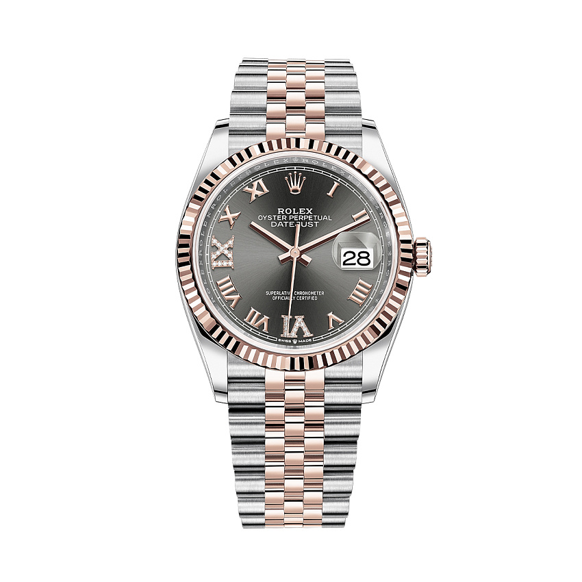 Datejust 36mm Steel and Everose Gold Slate and 6, 9 Diamonds