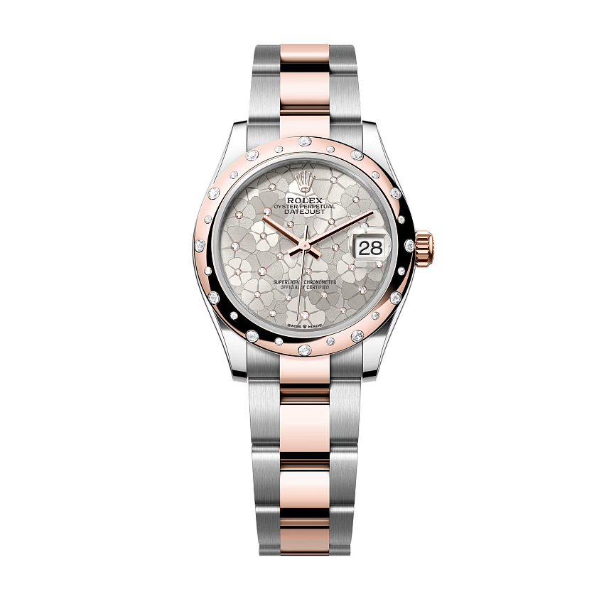 Datejust 31 Oyster, 31 mm, Oystersteel, Everose gold and diamonds