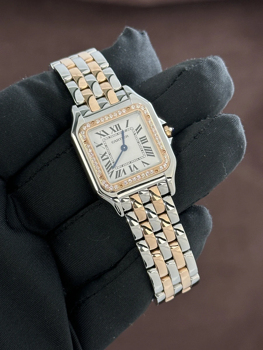 Купить копии элитных часов  Cartier Panthere Medium Steel/Rose Gold Diamonds W3PN0007: в наличии!